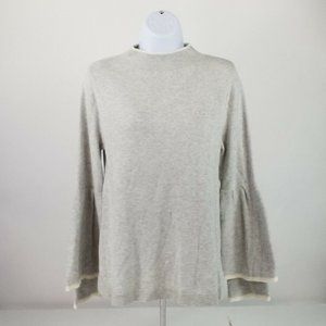 Style & Co Heathered Gray Ruffled Bell Sleeve Sweater Womens MP NWT